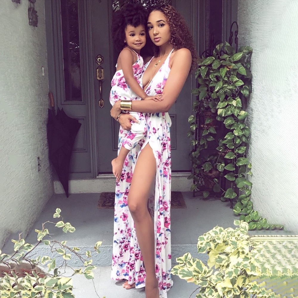 NEW Mommy and Me White/Pink Floral Maxi Dress